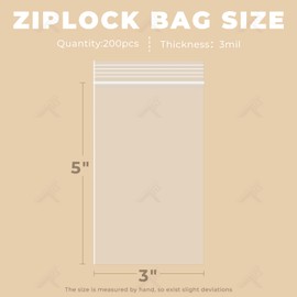 Golden State Art, 3" x 5" (200 Count) Small Plastic Zip Bags, 3 Mil Clear Reclosable Ziplock Bags for Small Business, Jewelry, Photo, Party Favors