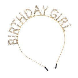 Sibba 1 PC Crown Happy Birthday Tiaras Princess Queen Decorations Party Accessories Rhinestone Headband Hairband Pin Headwear Headpiece Prom Photograph Women Girl