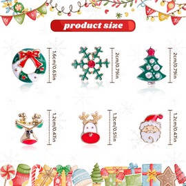 6 Pairs of Christmas Earrings, FUKPO Christmas Earrings, Women, Children, Girls Stud Earrings, Christmas Set, Earrings Christmas Snowflake, Reindeer, Santa Claus, Christmas Tree Christmas Earrings,