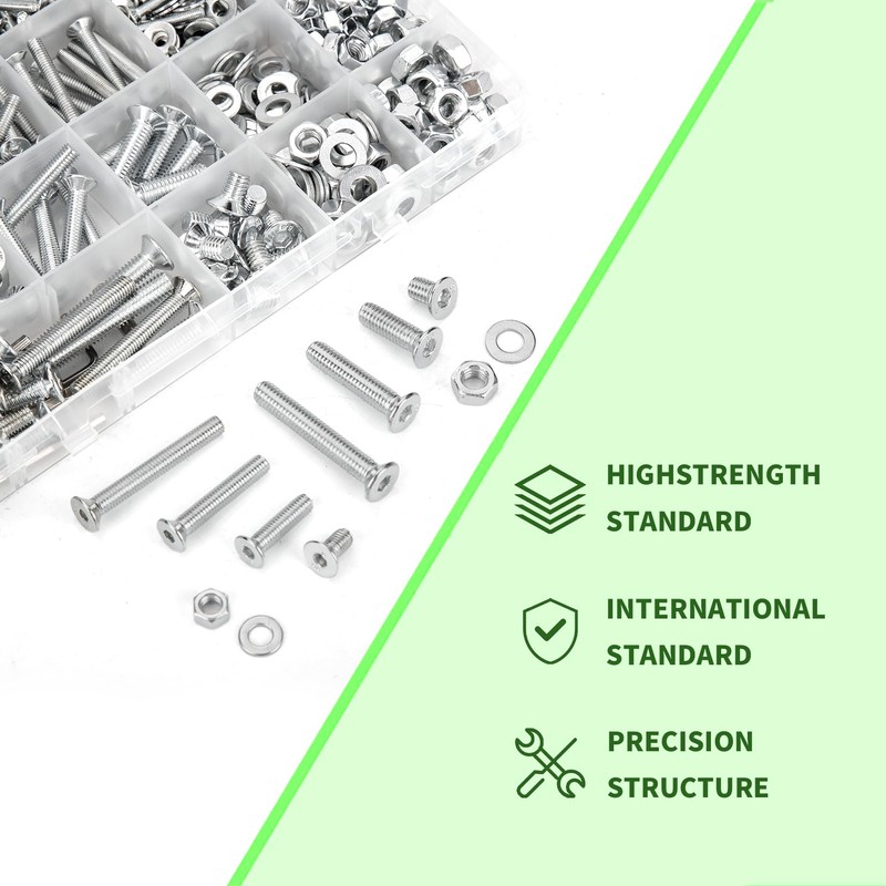 zrfgbxim 1080 Countersunk Screws Nuts Set, M3 M4 M5 M6