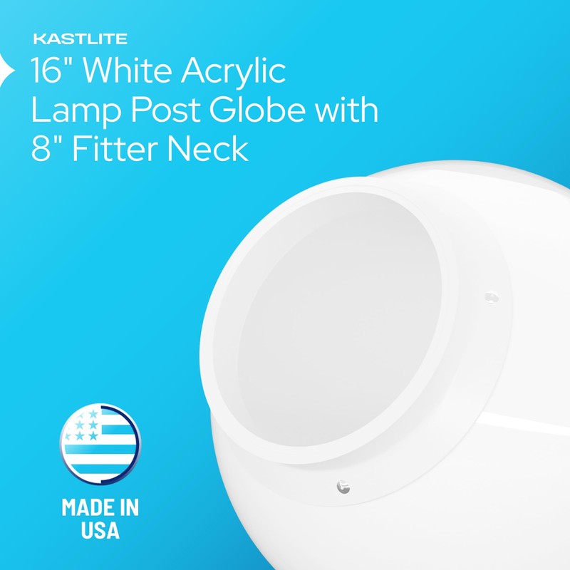 KastLite 16" White Acrylic Lamp Post Globe | Smooth Textured