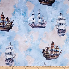 Shannon Minky Digital Cuddle Ahoy Blue, Fabric by The Yard