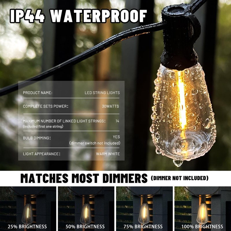 Oviviam 100+10FT LED Outdoor String Lights, Patio Deck Lights with