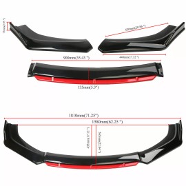 Unbranded For Kia Optima Front Bumper Lip Spoiler Body Kit+Side Skirt Glossy black+red
