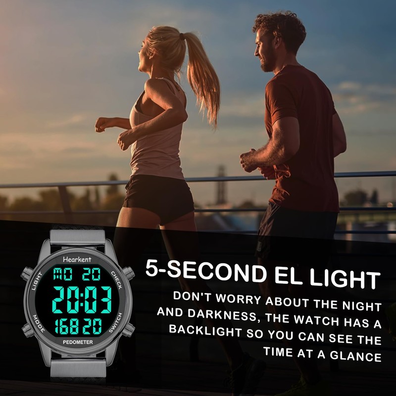 Hearkent Pedometer Watch for Women, Step Tracker with Calories Counter,