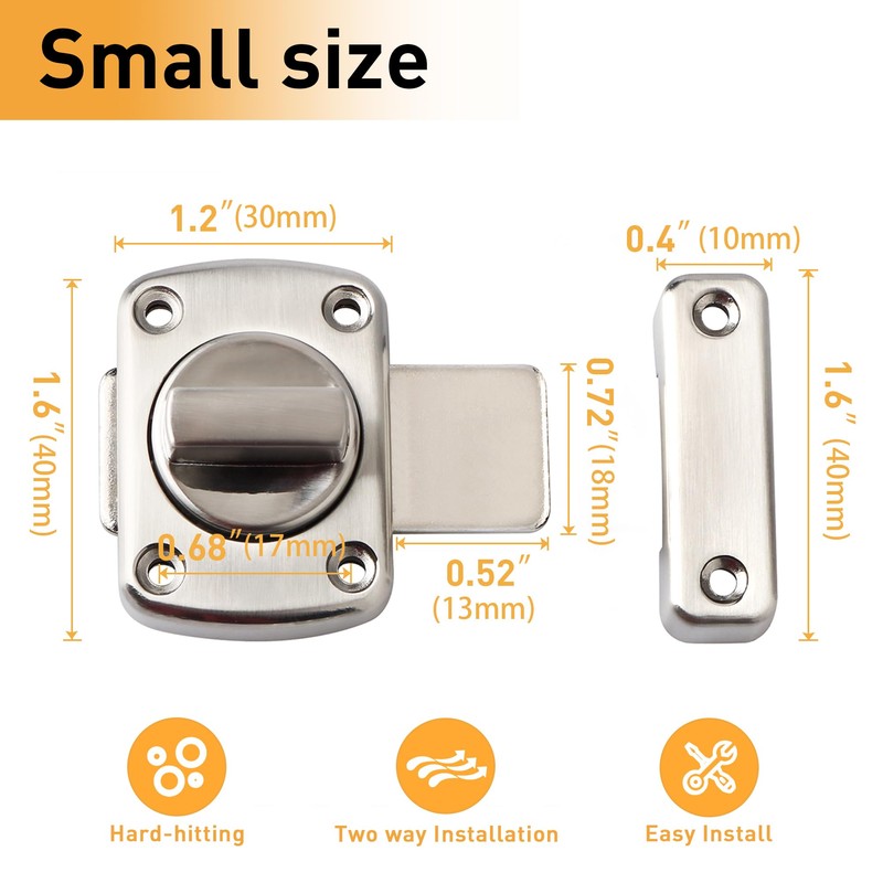 Alise Gate Latch Slide Bolt Latches Lock,Safety Double Sided Rotate