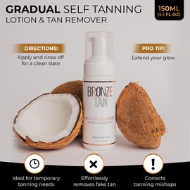 Bronze Tan Self Tan Remover For Fake Tan Streaks, Build Up, Correction, Or Full Removal Of Self Tanner or Bronzer - Summer Coconut Scent (150ML / 5.1 fl oz) | Existing Beauty