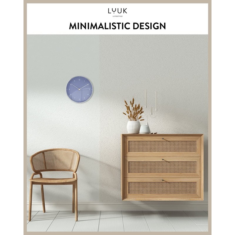 LUUK LIFESTYLE Minimalist wall clock with silent movement, no ticking,