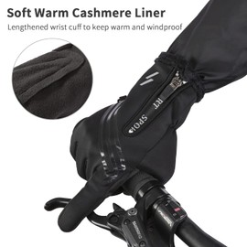 I Kua Fly Winter Warm Gloves for Men Women Touchscreen MTB Cycling Gloves Windproof Waterproof Running Gloves Thermal Sports Gloves (Black, XL)
