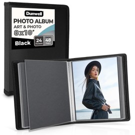 Dunwell Photo Album 8x10 (Black) with Mounting Paper, 8 x 10 Photo & Art Portfolio Presentation Binder, 24 Clear Sleeves Display 48 Pages, Professional Photography Book for Portraits, Artwork