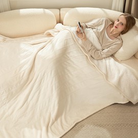 FVERWAG Heated Blanket Full Size Fast Heating - Flannel Sherpa Electric Blanket with 6 Heat Settings, 1-10 Hrs Timer Settings, ETL Certified, Washable Heating Blanket for Bed Sofa 72" x 84", White