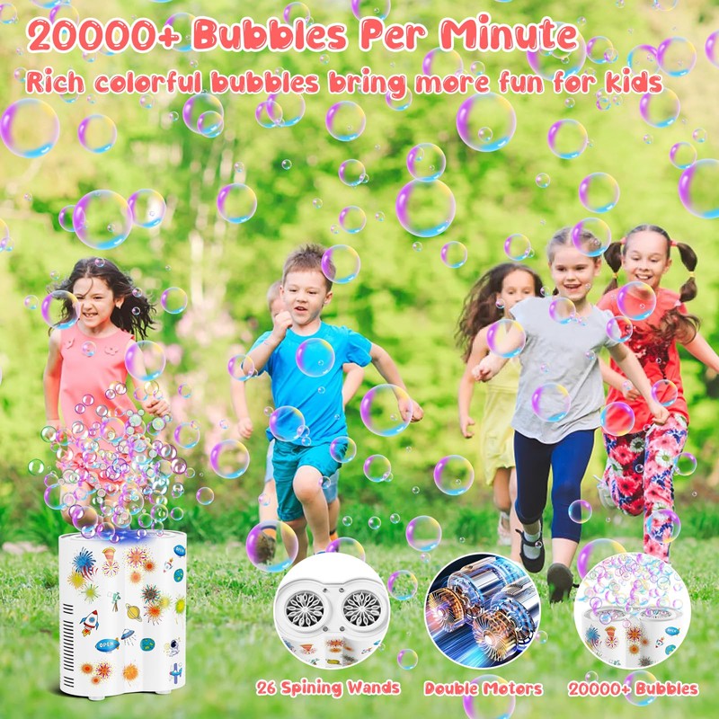 Babuloo Fireworks Bubble Machine, Automatic Bubble Making Machine for Kids