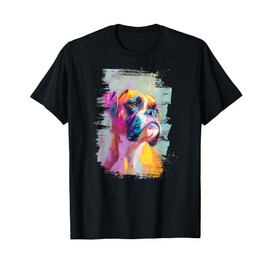 Beautiful Boxer Dog Portrait Abstract Artwork Pet Gift T-Shirt