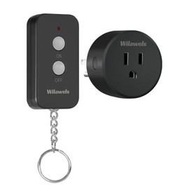 Black Remote Control Outlet Plug, WILAWELS Wireless Remote On Off Switch for Outlet, Remote Light Switch for Lamp, Light, Fan, Programmable, 100ft RF Range, 15A/1875W, Battery Included, FCC Listed