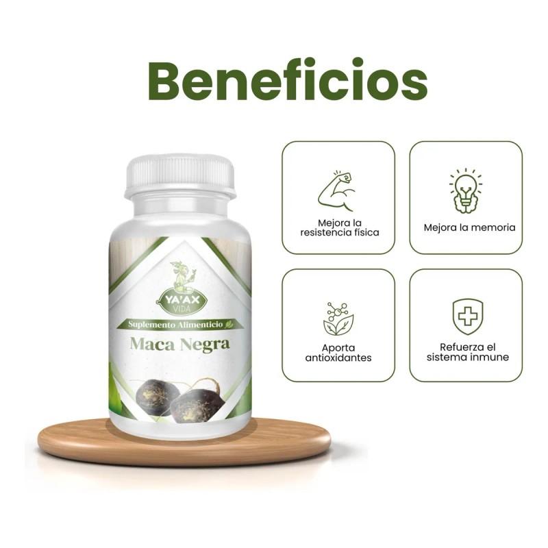 Maca Negra 90 Capsulas 500 Mg Ya' Ax Vida 100%