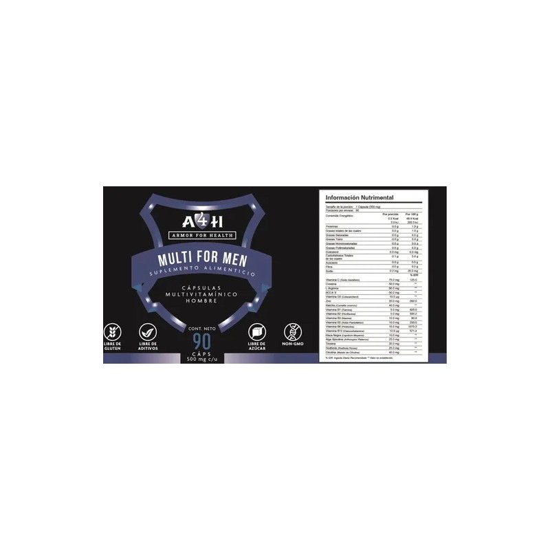 Hombre Mens Multi Vitamínico 180 Caps A4h Arginina Creatina