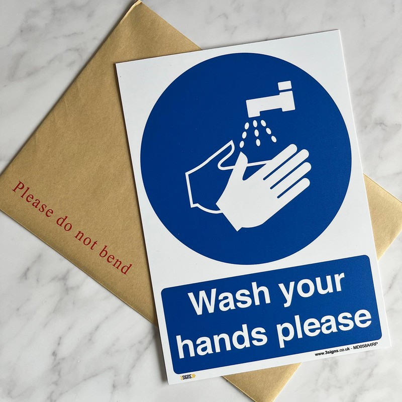Wash your hands please Sign - A4 1 mm Rigid