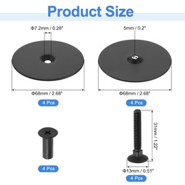 sourcing map 4 Set Door Hole Cover Plate, 2-5/8" Diameter Round Deadbolt Cover Plate Metal Door Knob Handle Hole Filler Plate with Connecting Screws, Black