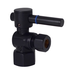 Westbrass D103BL-62 1/4-Turn Lever Handle Angle Stop Shut Off Valve, 1/2" IPS x 3/8" OD, Matte Black