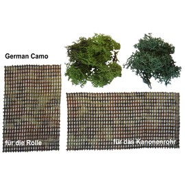 MT Military Set of 2 camouflage nets as 1:16 RC tank accessories such as a roll for the cannon tube and tower as well as Icelandic moss bushes for camouflage (beige)
