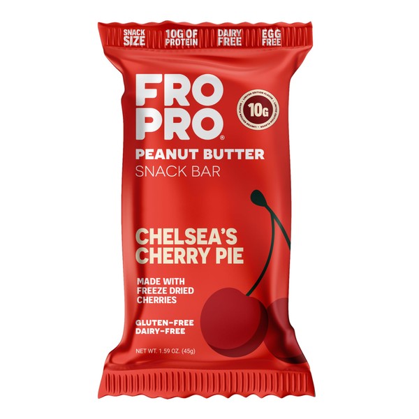 FROPRO Peanut Butter Snack Bar, Chelsea's Cherry Pie, 10g Protein,