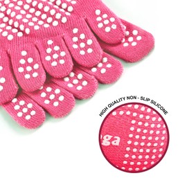 Jinny's Shoppe Women's Colorful Comfortable Yoga Pilates Barre Cotton Full Toe Grip Socks with Non-Slip Non-Skid Gel Bottom… (Pink)