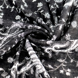 Black and White Paisley Pashmina Shawl,Ciormis Elegant Fringe Pashmina Shawls and Wraps for Ladies Evening Dresses(CA-Style1 Black&White)