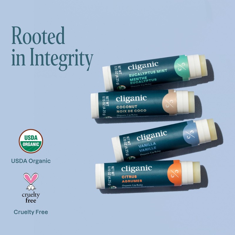 Cliganic Organic Lip Balm 4 Pack - Sweet Bliss