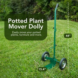 GOLETIO Potted Plant Mover Dolly with Flat-Free Rubber Wheels - Heavy-Duty Plant Pot Mover Caddy with Adjustable Grip and Foldable Handle for Indoor and Outdoor