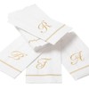 Caspari Hemstitch Script Paper Guest Towel Napkins in Letter F,