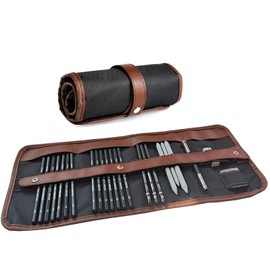 Kingmyth Drawing Pencils Set, Sketching Pencils of 12B 10B 8B 7B 6B 5B 4B 3B 2B B HB 2H 4H 6H with Charcoal Pencils and Canvas Pencil Case,Art Pencils for Beginners,Kids or artists