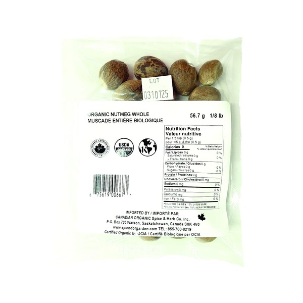 Splendor Garden Organic Nutmeg Whole - 56.7 g