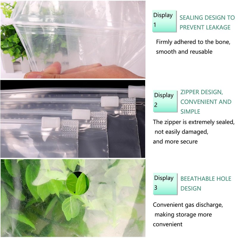 ATB-Foger 30Pcs Transparent Resealable Bag Reusable Zip Lock Bags Perforated