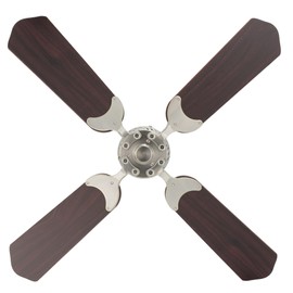 RecPro RV 12V Ceiling Fan | 4-Blade | 4-Speed | Near Silent Operation | Reversing Direction Wall Control (Brushed Nickel: Cherry Blades, 36")