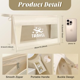 Clear Travel Toiletry Bag, TSA Approved Transparent Waterproof Cosmetic Bags with Zipper, Travel Essentials Small Makeup Bag for Women and Men (White)