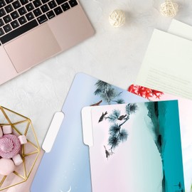 Better Office Products Decorative File Folders, 12 Pack, 6 Unique Designs, Heavyweight, Letter Size (9.5 x 11.5") with 1/3 Cut Tab, Japanese Watercolor Designs, Fashion Folders