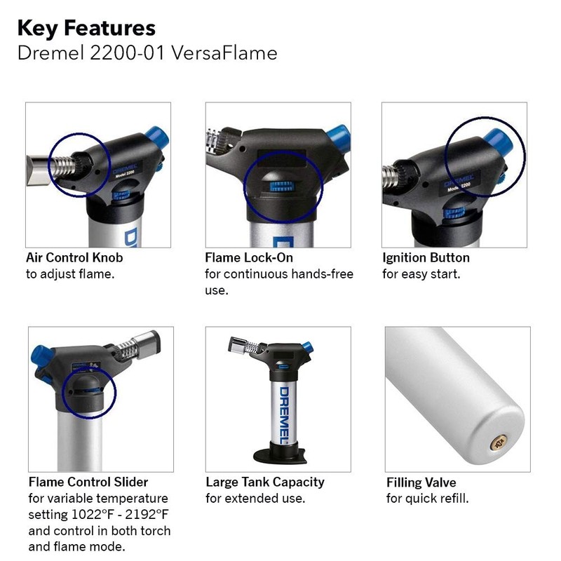 Dremel Mini-Soplete a Gás Burano con 7 Accesorios