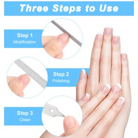 4-Teilig Nagelfeile Set, Nagelfeile für Gelnägel aus rostfreiem Edelstahl mit verschiedene Schleifstufen für Formgebung Polieren und Feinschliff, für professionelle Nagelpflege zu Hause oder im Salon