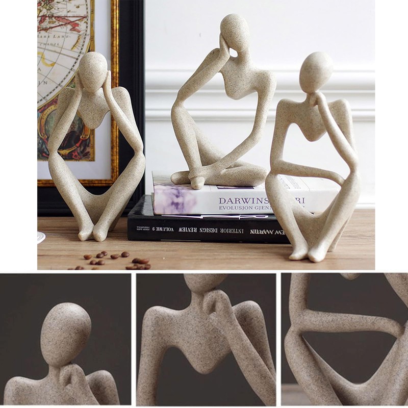Heatunk Sandstone Resin Thinker Style Abstract Sculpture Statue - Collectible