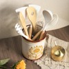 SOCOSY Ceramic Retro Sunflower Embossed Kitchen Utensil Holder, Large Cooking
