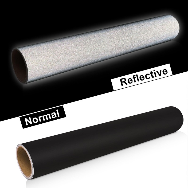 WRAPXPERT Black Reflective Vinyl for Cricut, 12" x5ft Reflective Vinyl