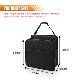 LAINLOY Foldable Car Seat Back Organizer, Large Capacity Hanging Car Backseat Storage Bag with Cup Holders, PU Leather Waterproof Car Trash Bag Can, Car Travel Accessories for Most Vehicles (1)