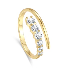 GLOQUAT 18K Gold Plated Open Twist Eternity Band Rings for Women Simulated Cubic Zirconia Eternity Bands for Women Cute Pave Anniversary Rings Dainty Statement Eternity Rings Size 6