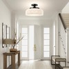 Lamomo Semi Flush Mount Ceiling Light,White Glass Shade Black Hallway