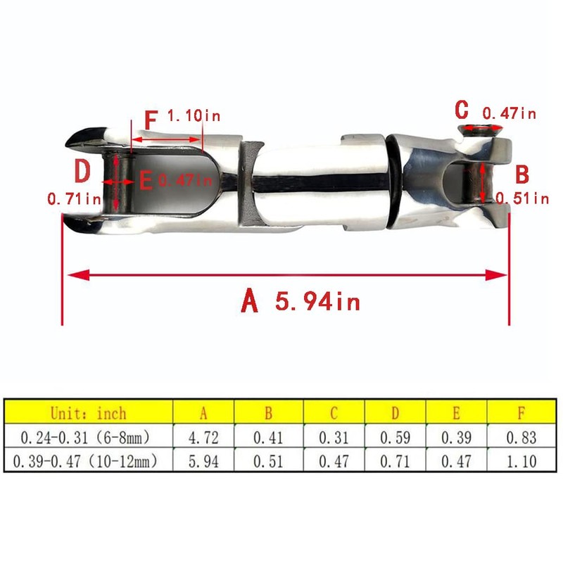 Heavy Duty 316 Stainless Steel Multi-Directional Double Anchor Swivel Connector(1/4"-5/16"