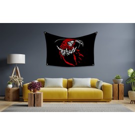 OEIDABXU Grim Reaper Flag 5x8FT Durable 100D Polyester Fabric Screen Printed With 2 Rows Stitched and 4 Rust Proof Buttonhole Funny Man Cave Frat Wall Decor For Indoor & Outdoor Decorations (5x8FT)