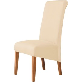iEventStar 2pcs High Back Chair Cover Oversized Extra Large Size Chair Covers Slipcovers Washable Soft Protector (2, Beige)