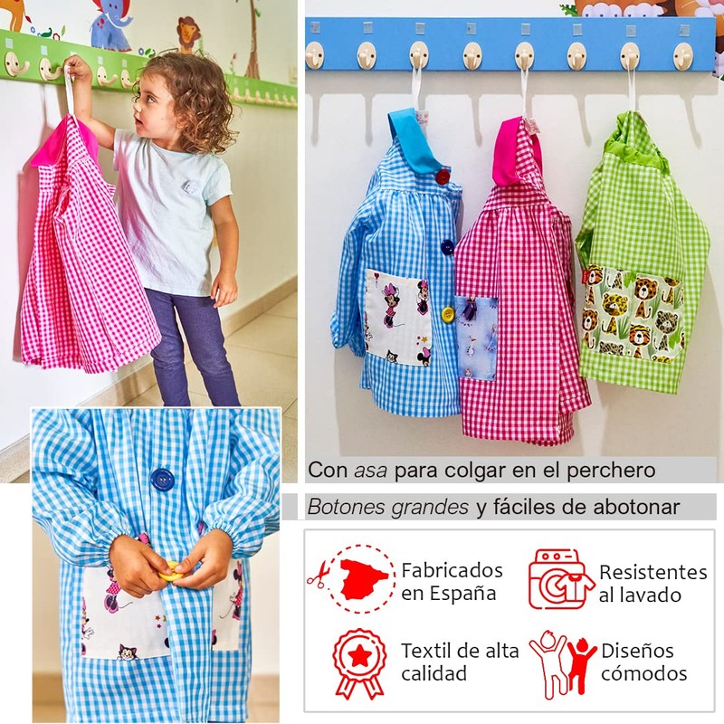 KLOTZZ Children's Painting Apron for Nursery, Checked Craft Coat, Baby