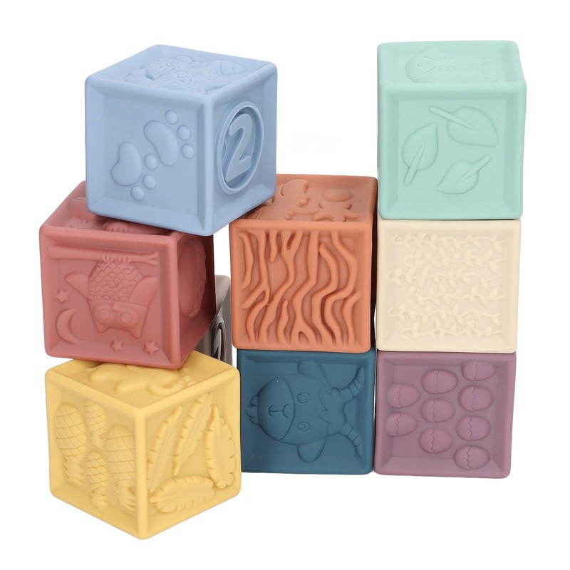 9pcs Baby Blocks Toy Soft Squeeze Chewing Educational Toddler Stacking