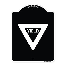 SignMission Designer Series Sign - Yield | Black & White 18" x 24" Heavy-Gauge Aluminum Architectural Sign | Protect Your Business & Municipality | Made in The USA